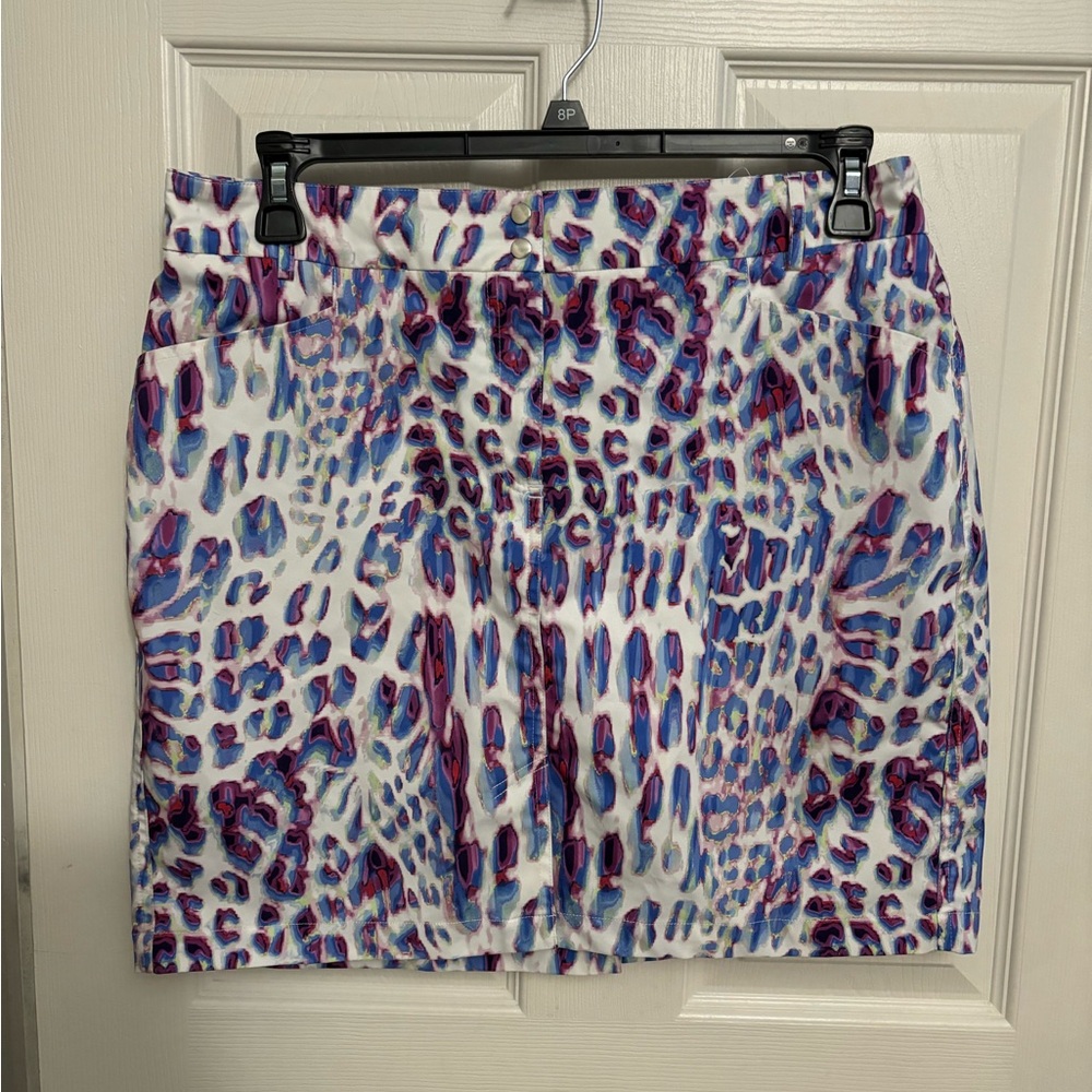 GGblue | Animal Print White Blue Purple Skort Sz 12‎